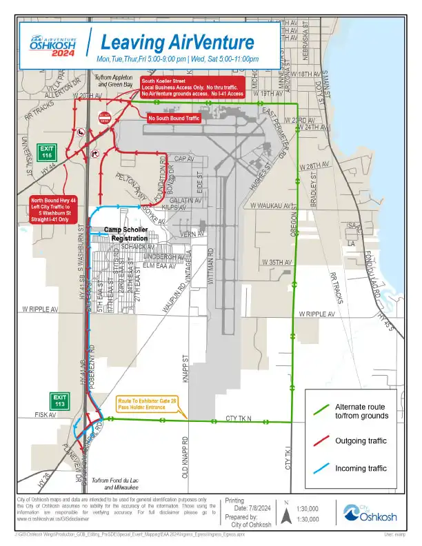 EAA airventure oshkosh 24 egress map