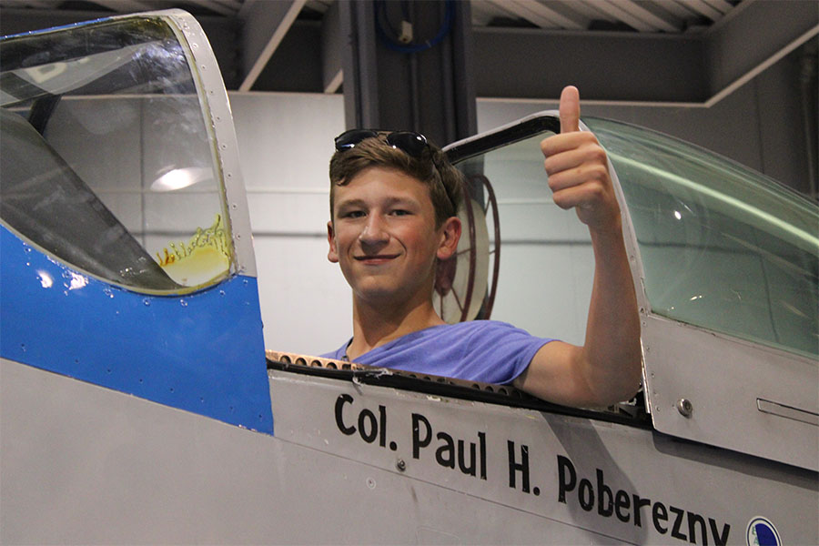 eaa air academy student in p-51 